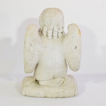 carved white marble angel, France circa 1850