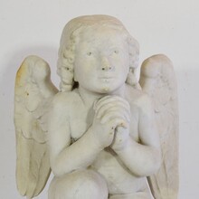 carved white marble angel, France circa 1850