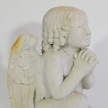 carved white marble angel, France circa 1850