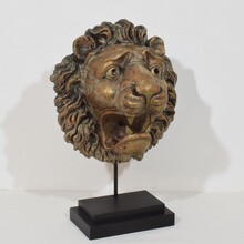 Carved wooden lion head, France circa 1850-1900