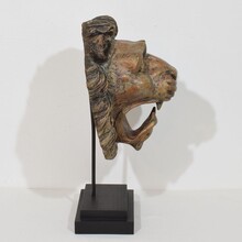 Carved wooden lion head, France circa 1850-1900