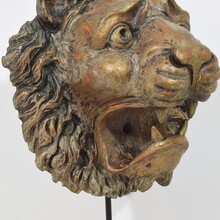 Carved wooden lion head, France circa 1850-1900