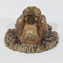 Carved wooden lion head, France circa 1850-1900