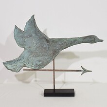 Very rare folk art copper flying goose weathervane, France circa 1880