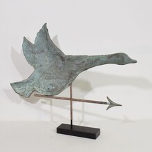 Very rare folk art copper flying goose weathervane, France circa 1880