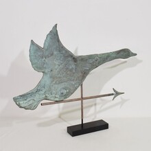 Very rare folk art copper flying goose weathervane, France circa 1880