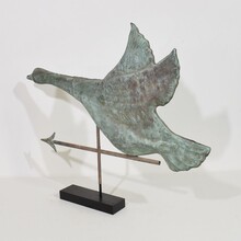 Very rare folk art copper flying goose weathervane, France circa 1880