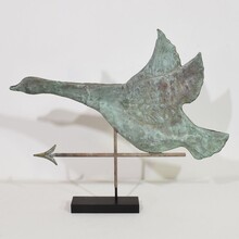 Very rare folk art copper flying goose weathervane, France circa 1880