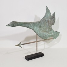 Very rare folk art copper flying goose weathervane, France circa 1880