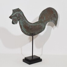 Folk art copper rooster weathervane, France circa 1800-1900