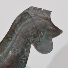 Folk art copper rooster weathervane, France circa 1800-1900