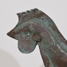 Folk art copper rooster weathervane, France circa 1800-1900