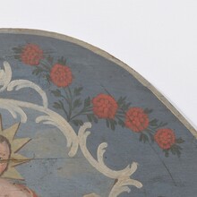 Folk art painted wooden panel with baby Jesus, France 1823