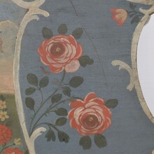 Folk art painted wooden panel with baby Jesus, France 1823