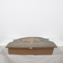 Folk art painted wooden panel with baby Jesus, France 1823