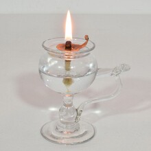 Rare glass weavers oil lamp, France 19th century