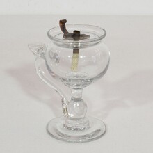 Rare glass weavers oil lamp, France 19th century