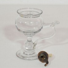 Rare glass weavers oil lamp, France 19th century