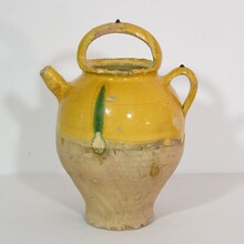 Glazed terracotta jug or water cruche, France circa 1850-1900