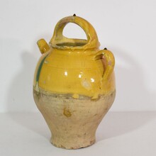 Glazed terracotta jug or water cruche, France circa 1850-1900