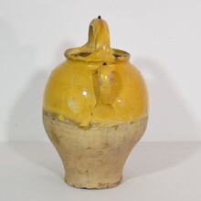 Glazed terracotta jug or water cruche, France circa 1850-1900