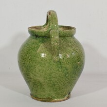 Green glazed earthen ware jug or water cruche, France circa 1850-1900