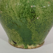 Green glazed earthen ware jug or water cruche, France circa 1850-1900