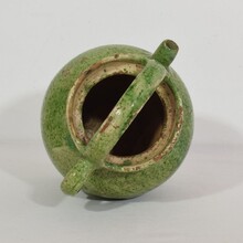 Green glazed earthen ware jug or water cruche, France circa 1850-1900