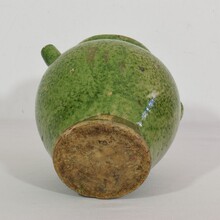 Green glazed earthen ware jug or water cruche, France circa 1850-1900