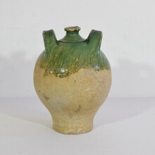 Green glazed Earthenware jug or water cruche, France circa 1850