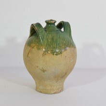 Green glazed Earthenware jug or water cruche, France circa 1850