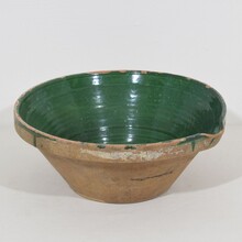 Green glazed terracotta diary bowl or tian, France circa 1850