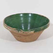 Green glazed terracotta diary bowl or tian, France circa 1850