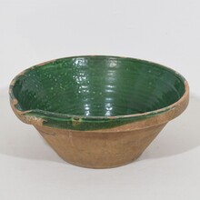 Green glazed terracotta diary bowl or tian, France circa 1850