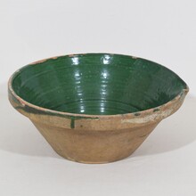 Green glazed terracotta diary bowl or tian, France circa 1850