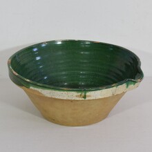 Green glazed terracotta dairy bowl or tian, France circa 1850