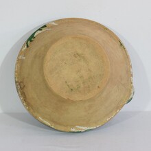 Green glazed terracotta dairy bowl or tian, France circa 1850