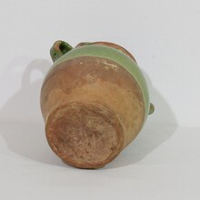 Green glazed terracotta jug or water cruche, France circa 1850-1900