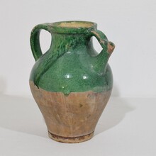 Green glazed terracotta jug or water cruche, France circa 1850-1900