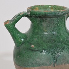 Green glazed terracotta jug or water cruche, France circa 1850-1900