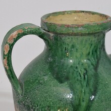 Green glazed terracotta jug or water cruche, France circa 1850-1900