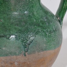 Green glazed terracotta jug or water cruche, France circa 1850-1900