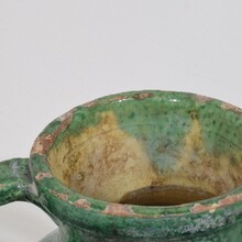 Green glazed terracotta jug or water cruche, France circa 1850-1900