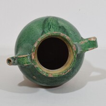 Green glazed terracotta jug or water cruche, France circa 1850-1900