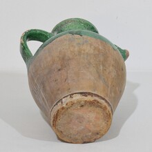 Green glazed terracotta jug or water cruche, France circa 1850-1900