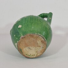 Green glazed terracotta jug or water Cruche, France circa 1850-1900