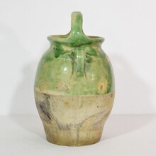 Green/yellow glazed earthenware jug or water cruche, France circa 1850-1900