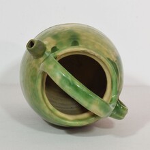 Green/yellow glazed earthenware jug or water cruche, France circa 1850-1900