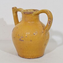 Yellow glazed terracotta jug or water cruche/ orjol, France circa 1850
