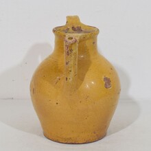 Yellow glazed terracotta jug or water cruche/ orjol, France circa 1850